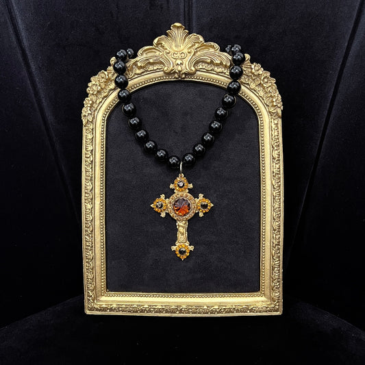 Torres Cross Necklace - Black Onyx Beads