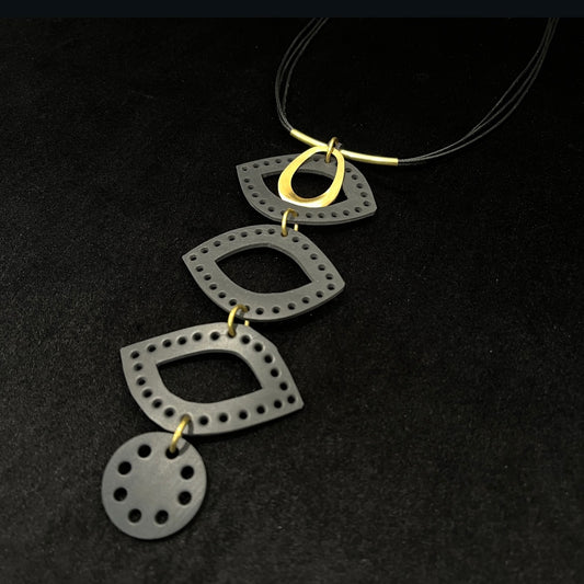 Black Rubber Necklace - Triple Eye