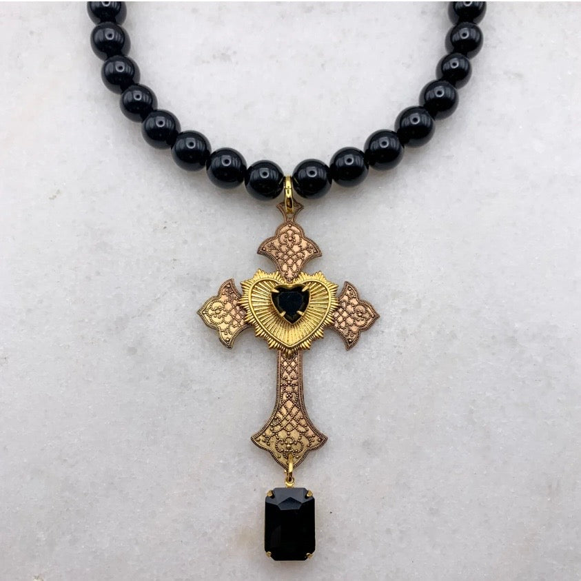 Twilight Grace Baroque Style Cross Necklace