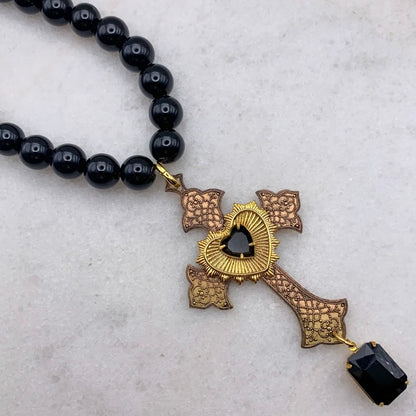 Twilight Grace Baroque Style Cross Necklace