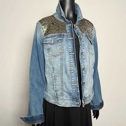 Eloise Upcycled - Denim Jacket - Golden Scales