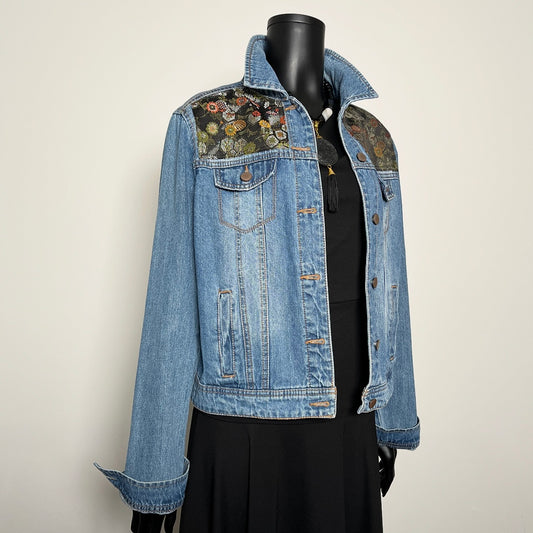 Eloise Upcycled - Denim Jacket - Japanese Brocade