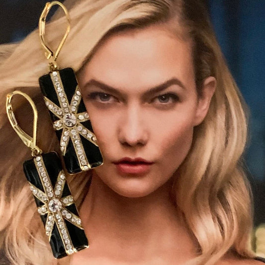 Valentino Earrings - Vintage Art Deco Enamel