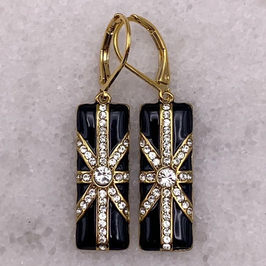 Valentino Earrings - Vintage Art Deco Enamel