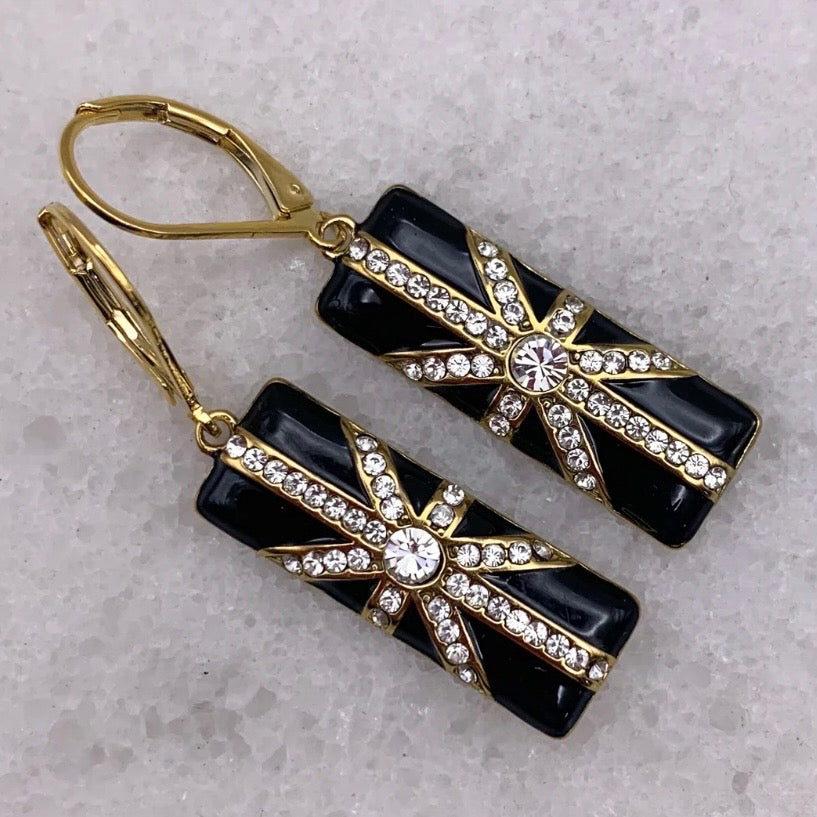 Valentino Earrings - Vintage Art Deco Enamel
