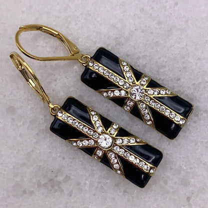 Valentino Earrings - Vintage Art Deco Enamel