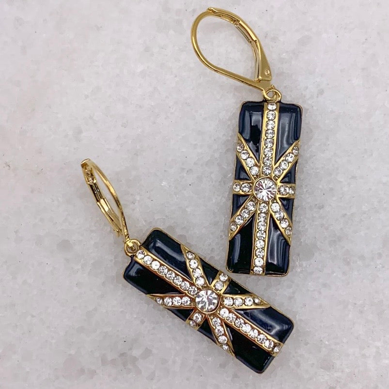 Valentino Earrings - Vintage Art Deco Enamel