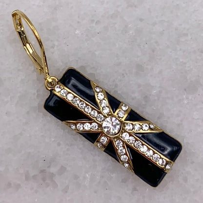 Valentino Earrings - Vintage Art Deco Enamel