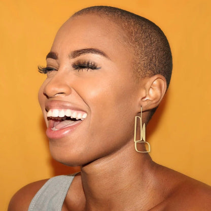 Gold earrings modern edgy Australian made Melbourne made Eloise the label