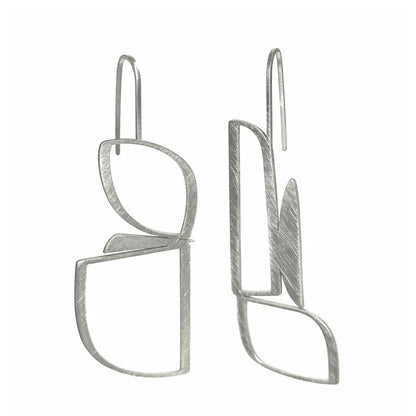 Matte stainless steel earrings modern edgy Australian made Melbourne made Eloise the label