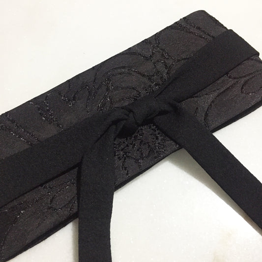 obi belt black jacquard melbourne made ladies clothing stylish clothing handmade in melbourne classy elegant clothing timeless pieces timeless clothing classic style unique clothing unique style ageless style luxe fabrics statement clothing statement style evening style womens clothing australian made clothing made in australia eloise the label