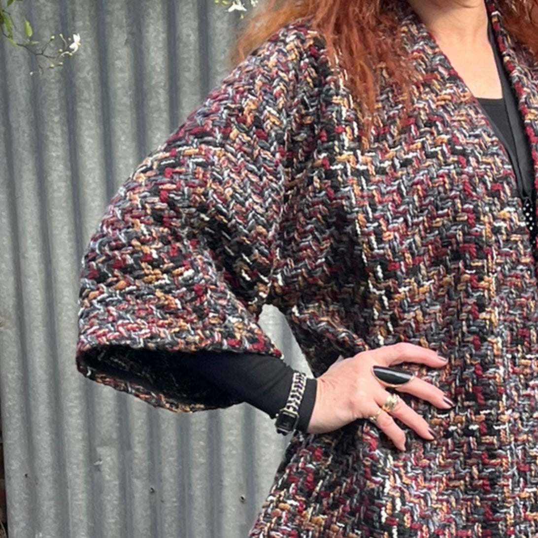 womens coat plaid coat jacket swing coat ladies clothing stylish clothing handmade in melbourne classy elegant clothing timeless pieces timeless clothing classic style unique clothing unique style ageless style luxe fabrics statement clothing statement style evening style clothing womens clothing made in australia eloise the label