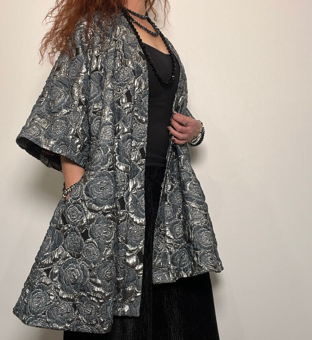 brocade evening coat womens jacket swing coat ladies clothing stylish clothing handmade in melbourne classy elegant clothing timeless pieces timeless clothing classic style unique clothing unique style ageless style luxe fabrics statement clothing statement style evening style clothing womens clothing made in australia eloise the label