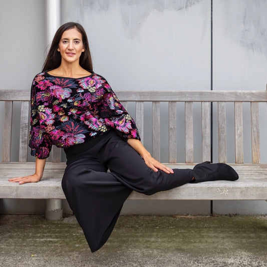 embroidered velvet top black velevt ladies top womens apparel ladies top stylish clothing handmade in melbourne classy elegant clothing timeless pieces timeless clothing classic style unique clothing unique style ageless style luxe fabrics statement clothing statement style clothing womens clothing made in australia eloise the label