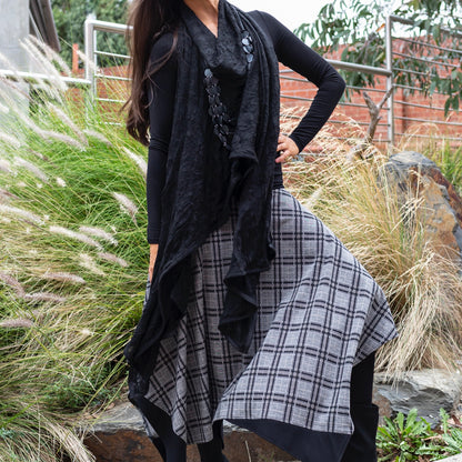 womens black wrap ladies apparel stylish clothing handmade in melbourne classy elegant clothing timeless pieces timeless clothing classic style unique clothing unique style ageless style luxe fabrics statement clothing statement style evening style clothing black womens clothing made in australia eloise the label