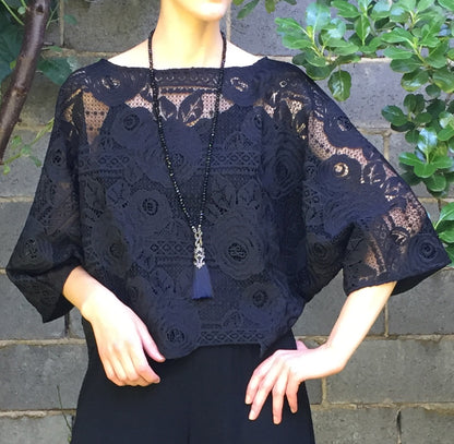 black lace top hand made in melbourne womens clothing ladies apparel stylish clothing classy elegant clothing timeless pieces timeless clothing classic style unique clothing unique style ageless style luxe fabrics statement clothing statement style evening style clothing made in australia eloise the label