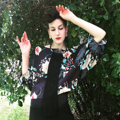 floral top hand made in melbourne womens clothing ladies apparel stylish clothing classy elegant clothing timeless pieces timeless clothing classic style unique clothing unique style ageless style luxe fabrics statement clothing statement style evening style clothing made in australia eloise the label