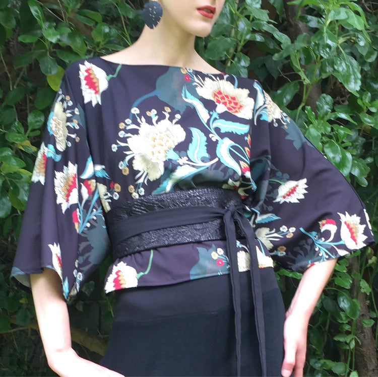 floral top hand made in melbourne womens clothing ladies apparel stylish clothing classy elegant clothing timeless pieces timeless clothing classic style unique clothing unique style ageless style luxe fabrics statement clothing statement style evening style clothing made in australia eloise the label