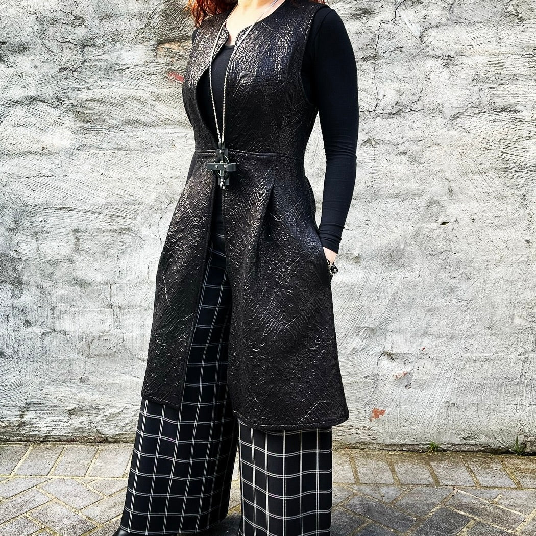 wide leg pant black and white ladies apparel high waisted pant stylish clothing handmade in melbourne classy elegant clothing timeless pieces timeless clothing classic style unique clothing unique style ageless style luxe fabrics statement clothing statement style evening style clothing womens clothing made in australia eloise the label