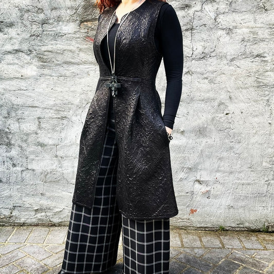wide leg pant black and white ladies apparel high waisted pant stylish clothing handmade in melbourne classy elegant clothing timeless pieces timeless clothing classic style unique clothing unique style ageless style luxe fabrics statement clothing statement style evening style clothing womens clothing made in australia eloise the label