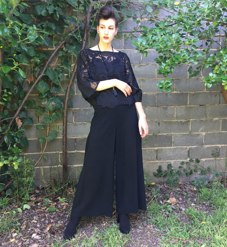 culotte wide leg pant high waisted pant ladies apparel high waisted pant stylish clothing handmade in melbourne classy elegant clothing timeless pieces timeless clothing classic style unique clothing unique style ageless style luxe fabrics statement clothing statement style evening style clothing womens clothing made in australia eloise the label
