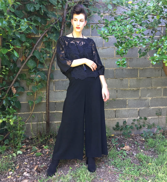 culotte wide leg pant high waisted pant ladies apparel high waisted pant stylish clothing handmade in melbourne classy elegant clothing timeless pieces timeless clothing classic style unique clothing unique style ageless style luxe fabrics statement clothing statement style evening style clothing womens clothing made in australia eloise the label