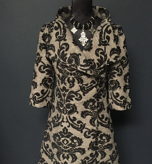 womens coat dress ladies apparel stylish clothing handmade in melbourne classy elegant clothing timeless pieces timeless clothing classic style unique clothing unique style ageless style luxe fabrics statement clothing statement style evening style clothing floral jacquard jacket womens clothing made in australia eloise the label