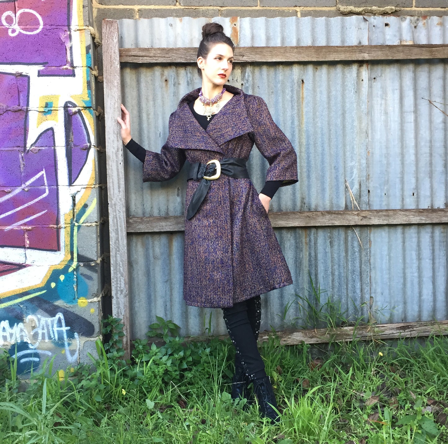 womens coat dress ladies apparel stylish clothing handmade in melbourne classy elegant clothing timeless pieces timeless clothing classic style unique clothing unique style ageless style luxe fabrics statement clothing statement style evening style clothing purple jacket womens clothing made in australia eloise the label