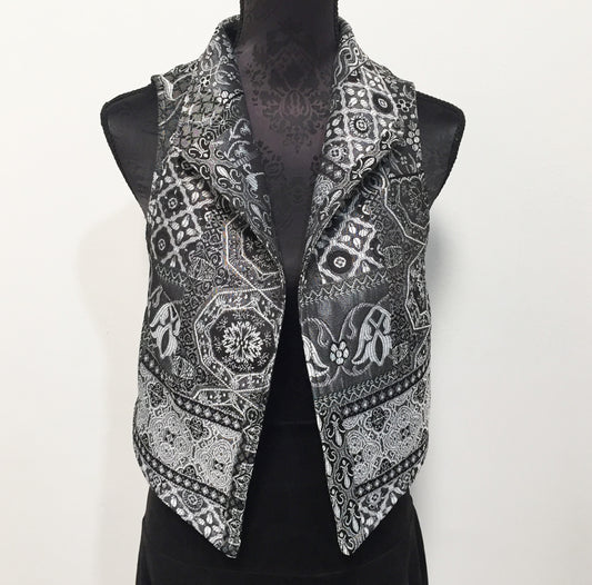 brocade vest ladies apparel stylish clothing handmade in melbourne classy elegant clothing timeless pieces timeless clothing classic style unique clothing unique style ageless style luxe fabrics statement clothing statement style evening style clothing floral vest stand up collar womens clothing made in australia eloise the label