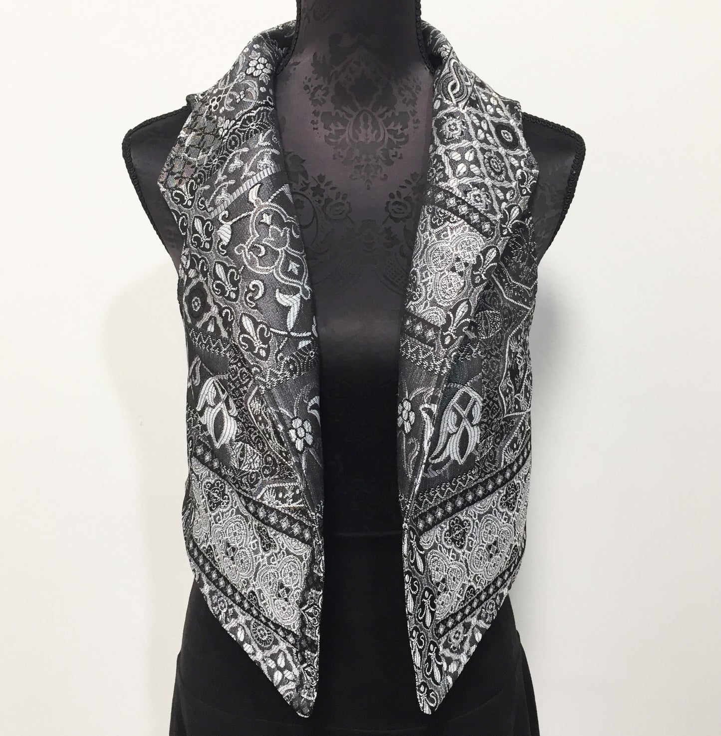 brocade vest ladies apparel stylish clothing handmade in melbourne classy elegant clothing timeless pieces timeless clothing classic style unique clothing unique style ageless style luxe fabrics statement clothing statement style evening style clothing floral vest stand up collar womens clothing made in australia eloise the label