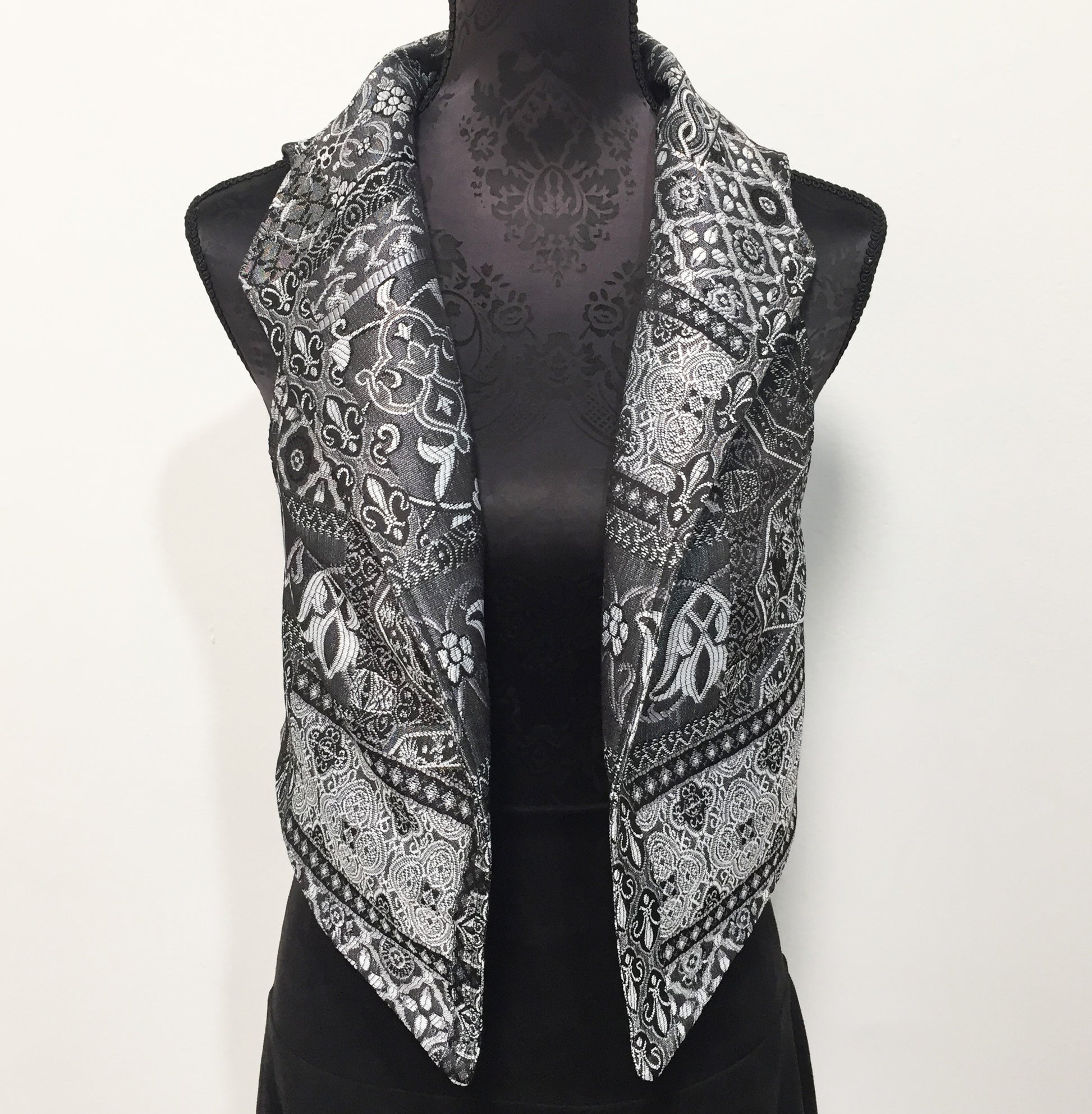 brocade vest ladies apparel stylish clothing handmade in melbourne classy elegant clothing timeless pieces timeless clothing classic style unique clothing unique style ageless style luxe fabrics statement clothing statement style evening style clothing floral vest stand up collar womens clothing made in australia eloise the label