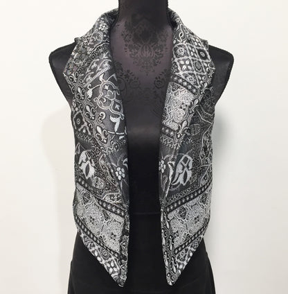brocade vest ladies apparel stylish clothing handmade in melbourne classy elegant clothing timeless pieces timeless clothing classic style unique clothing unique style ageless style luxe fabrics statement clothing statement style evening style clothing floral vest stand up collar womens clothing made in australia eloise the label