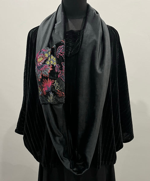 Luxe Velvet Infinity Scarf With Embroider - Limited edition