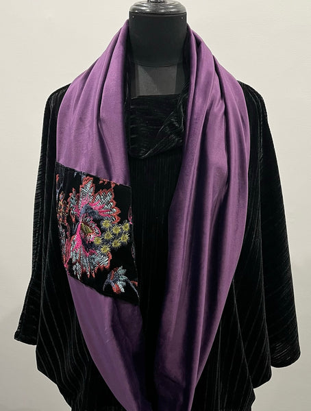 Luxe Velvet Infinity Scarf With Embroider - Limited edition