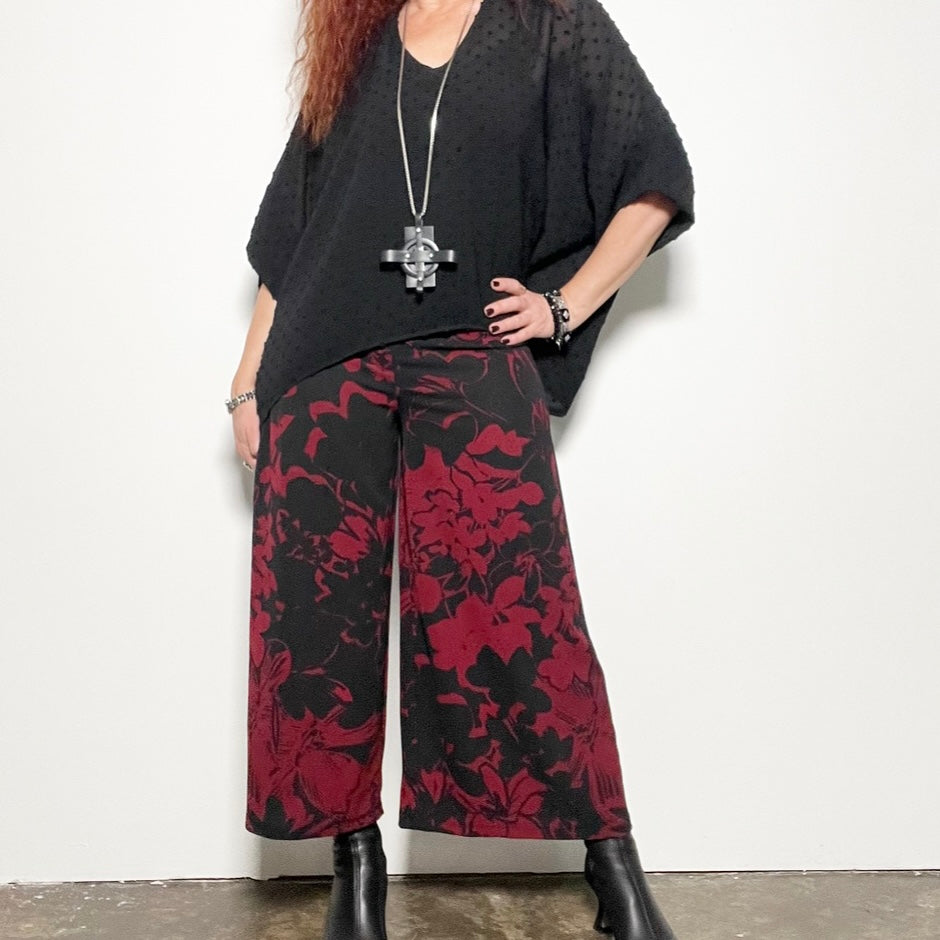 culotte wide leg pant high waisted pant ladies apparel stylish clothing wine floral handmade in melbourne classy elegant clothing timeless pieces timeless clothing classic style unique clothing unique style ageless style luxe fabrics statement clothing statement style evening style clothing womens clothing made in australia eloise the label