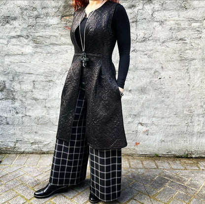 wide leg pant black and white ladies apparel high waisted pant stylish clothing handmade in melbourne classy elegant clothing timeless pieces timeless clothing classic style unique clothing unique style ageless style luxe fabrics statement clothing statement style evening style clothing womens clothing made in australia eloise the label