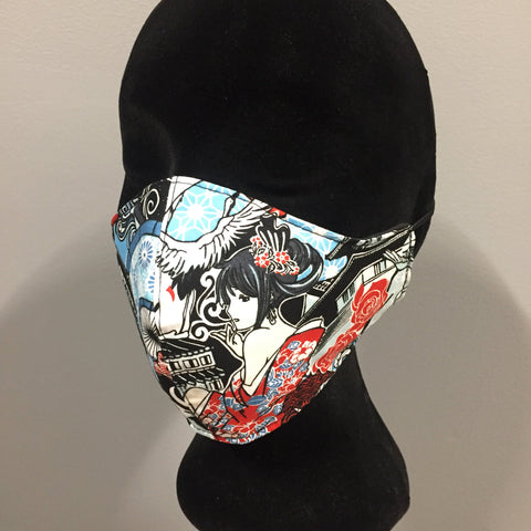 Eloise the label cotton fabric face mask in Japanese lady print