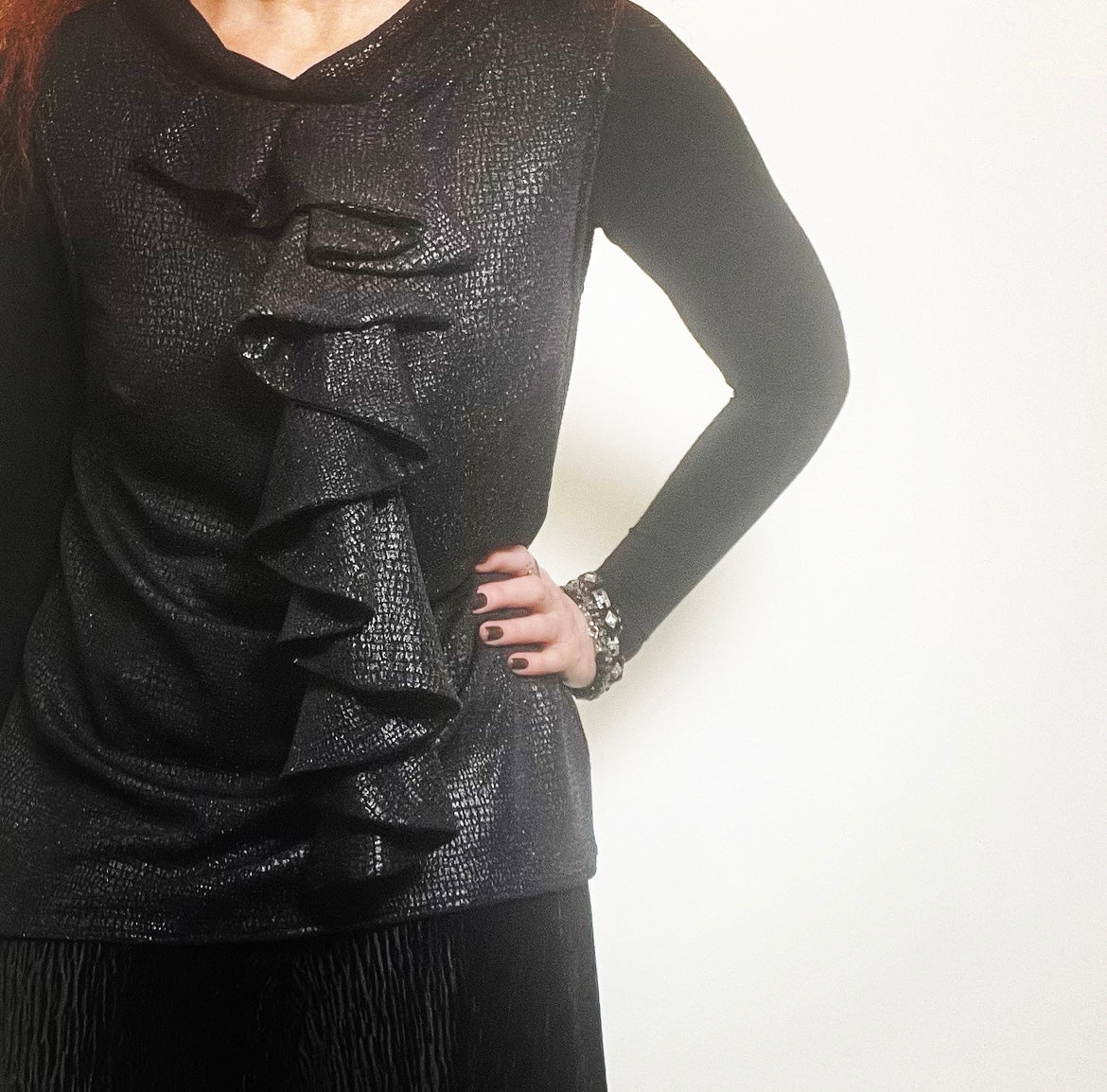 black faux snakeskin ladies top apparel stylish clothing handmade in melbourne classy elegant clothing timeless pieces timeless clothing classic style unique clothing unique style ageless style luxe fabrics statement clothing statement style evening style clothing floral vest stand up collar womens clothing made in australia eloise the label