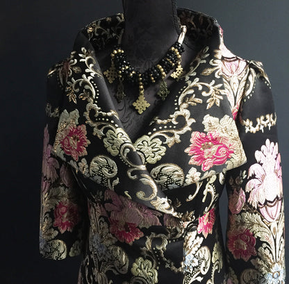 brocade jacket coat dress ladies apparel stylish clothing handmade in melbourne classy elegant clothing timeless pieces timeless clothing classic style unique clothing unique style ageless style luxe fabrics statement clothing statement style evening style clothing floral brocade jacket womens clothing made in australia eloise the label