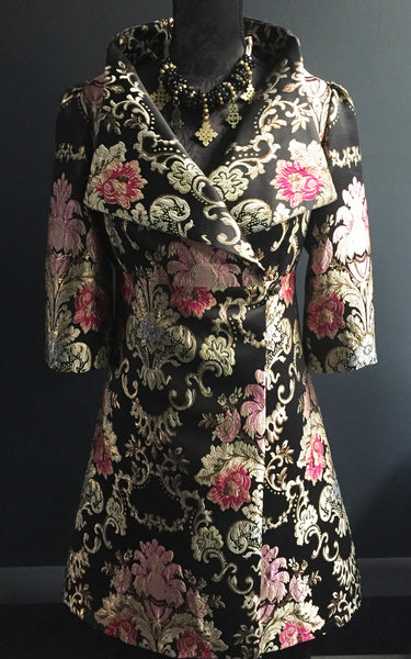 brocade jacket coat dress ladies apparel stylish clothing handmade in melbourne classy elegant clothing timeless pieces timeless clothing classic style unique clothing unique style ageless style luxe fabrics statement clothing statement style evening style clothing floral brocade jacket womens clothing made in australia eloise the label