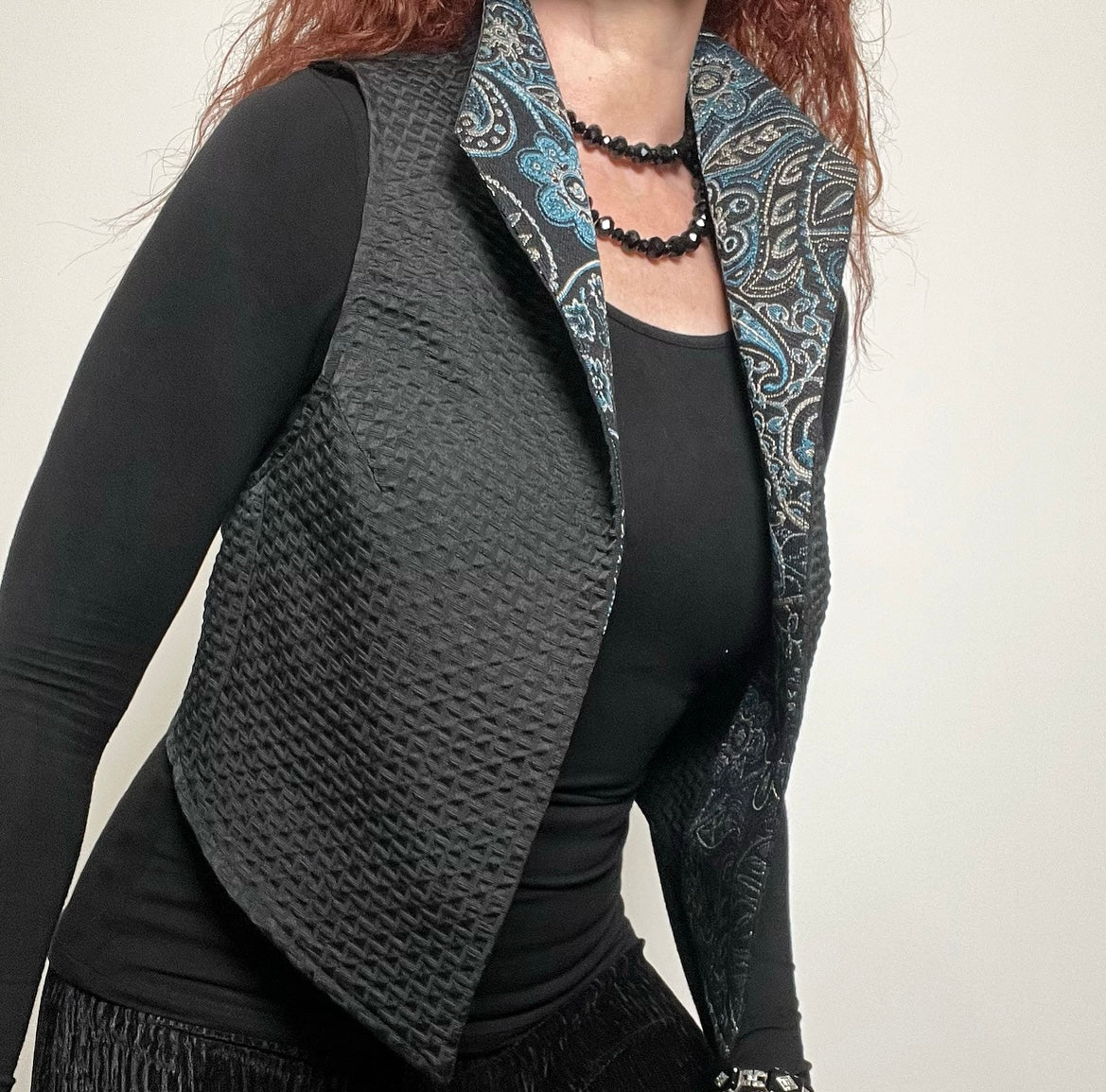 brocade vest ladies apparel stylish clothing handmade in melbourne classy elegant clothing timeless pieces timeless clothing classic style unique clothing unique style ageless style luxe fabrics statement clothing statement style evening style clothing floral vest stand up collar womens clothing made in australia eloise the label