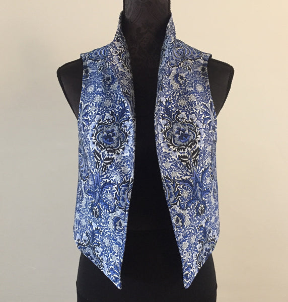 womens vest ladies apparel stylish clothing handmade in melbourne classy elegant clothing timeless pieces timeless clothing classic style unique clothing unique style ageless style luxe fabrics statement clothing statement style evening style clothing stand up collar blue vest womens clothing made in australia eloise the label