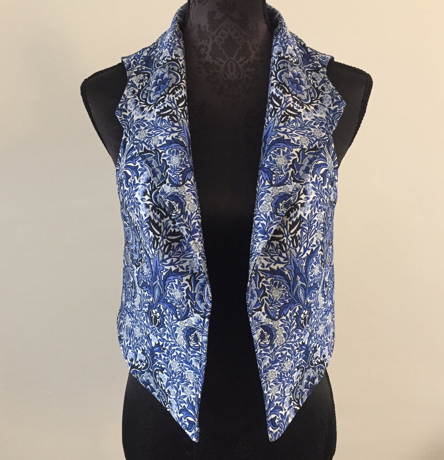 womens vest ladies apparel stylish clothing handmade in melbourne classy elegant clothing timeless pieces timeless clothing classic style unique clothing unique style ageless style luxe fabrics statement clothing statement style evening style clothing stand up collar blue vest womens clothing made in australia eloise the label