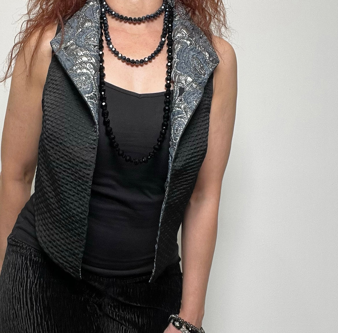 brocade vest ladies apparel stylish clothing handmade in melbourne classy elegant clothing timeless pieces timeless clothing classic style unique clothing unique style ageless style luxe fabrics statement clothing statement style evening style clothing floral vest stand up collar womens clothing made in australia eloise the label