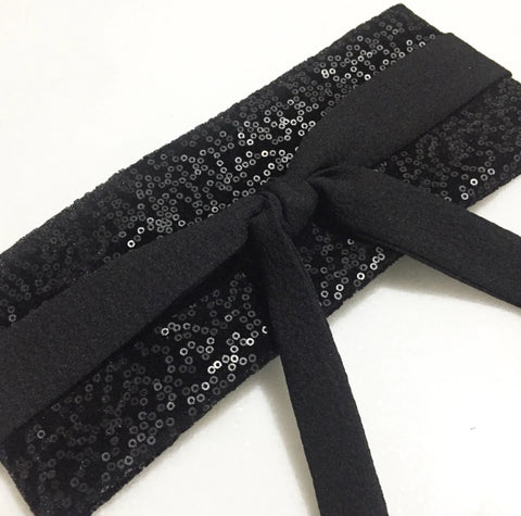 Eloise the label Obi belt in black velvet with mini black sequins