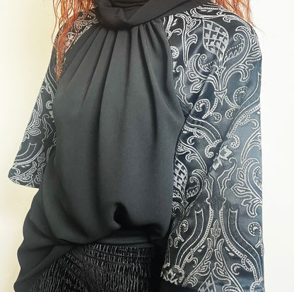 jacquard top one of a kind relaxed fit over sized top flur de lis top ladies apparel stylish clothing handmade in melbourne classy elegant clothing timeless pieces timeless clothing classic style unique clothing unique style ageless style luxe fabrics statement clothing statement style evening style clothing womens clothing made in australia eloise the label