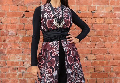 brocade vest ladies apparel stylish clothing handmade in melbourne classy elegant clothing timeless pieces timeless clothing classic style unique clothing unique style ageless style luxe fabrics statement clothing statement style evening style clothing floral vest womens clothing made in australia eloise the label