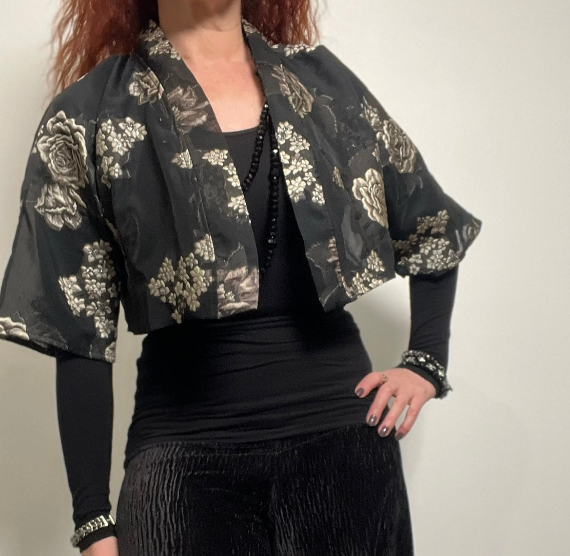womens bolero jacket floral organza jacket ladies apparel stylish clothing handmade in melbourne classy elegant clothing timeless pieces timeless clothing classic style unique clothing unique style ageless style luxe fabrics statement clothing statement style evening style clothing womens jacket clothing made in australia eloise the label