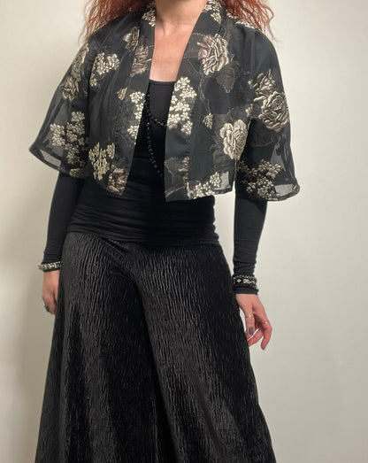 womens bolero jacket floral organza jacket ladies apparel stylish clothing handmade in melbourne classy elegant clothing timeless pieces timeless clothing classic style unique clothing unique style ageless style luxe fabrics statement clothing statement style evening style clothing womens jacket clothing made in australia eloise the label