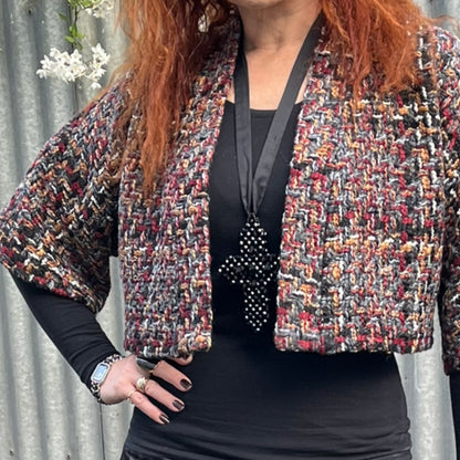 womens bolero jacket ladies apparel stylish clothing handmade in melbourne classy elegant clothing timeless pieces timeless clothing classic style unique clothing unique style ageless style luxe fabrics statement clothing statement style evening style clothing womens plaid jacket clothing made in australia eloise the label